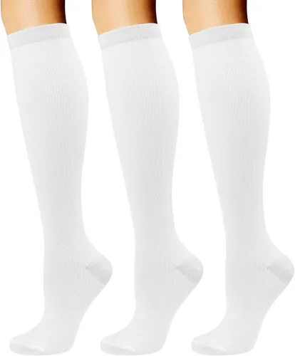 Calcetines de compresión para mujeres y hombres, calcetines largos atléticos hasta la rodilla de 15 a 20 mmhg, lo mejor para correr atlética, 3 pares