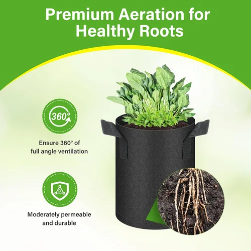 Miniatura 5 de HealSmart Paquete de 6 bolsas de cultivo no tejidas de 1 galón, macetas de tela de aireación con asas, adecuadas para frutas de jardín, verduras