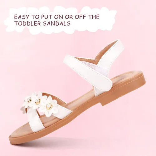 Miniatura 5 de PANDANINJIA Elva - Sandalias para niñas con puntera abierta, bonitas, planas, sandalias de vestir con tiras cruzadas, zapatos de verano para niños