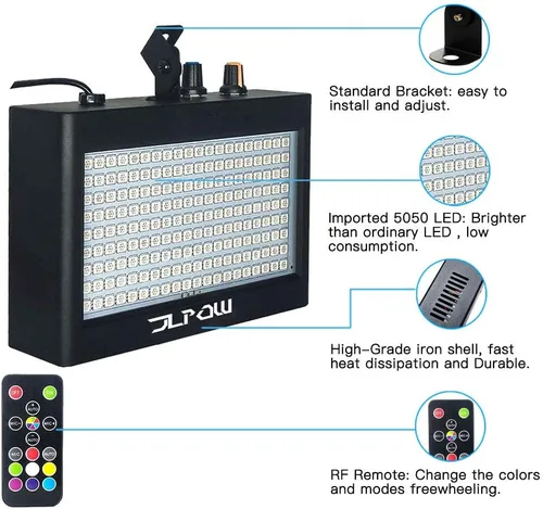Miniatura 4 de Luz estroboscópica de Halloween, luces estroboscópicas LED RGB ultra brillantes para JLPOW (carcasa de metal), activada por sonido y control remoto