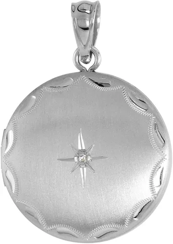 Miniatura 3 de Collar redondo de plata de ley de 34 pulgadas para mujer Starburst Set de borde grabado, 15.7-19.7in