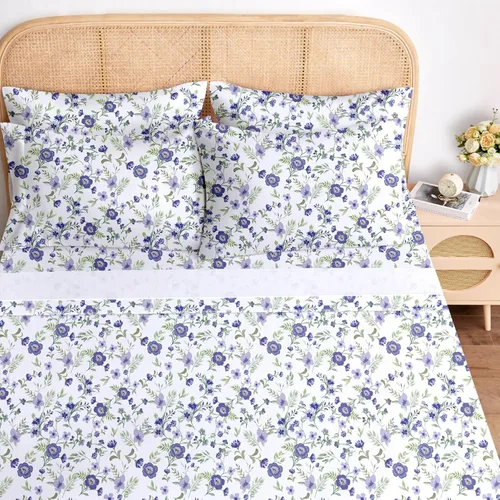 Miniatura 9 de BYSURE Juego de sábanas estampadas de reno y árbol de Navidad, 6 piezas (tamaño King, árbol de Navidad), ropa de cama de microfibra con bolsillo