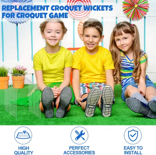 Miniatura 3 de Deekin Juego de 9 wickets de croquet de repuesto para croquet de metal con revestimiento galvanizado y plástico para patio trasero familiar juego al