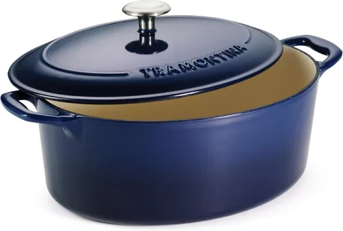 Miniatura 22 de Tramontina Bestow Sartén Braseadora de Hierro Fundido Esmaltado con Tapa, 4 cuartos, Azul