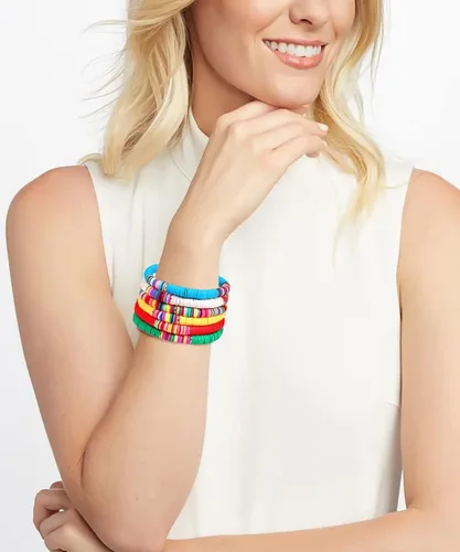 Miniatura 81 de Surfer Heishi - Pulseras apilables para mujer, apilables, de vinilo arcoíris, disco de arcilla, pulseras elásticas para la amistad, joyería bohemia