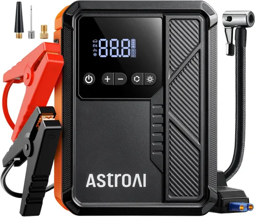 Miniatura 11 de AstroAI - Arrancador portátil S8 con compresor de aire, pico de 1500 A (gasolina hasta 6.0 L y diésel 3.0 L), inflador de 150 PSI con apagado