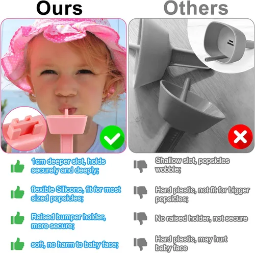 Miniatura 5 de AIERSA 4 soportes de silicona para paletas para niños, sin goteo, reutilizables, sin ensuciar, con popote integrado para aspirar golosinas 4 piezas