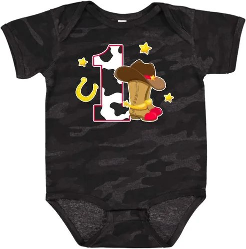 Miniatura 16 de inktastic Body de bebé de vaquero para cumpleaños de 1 año con botas de vaquero