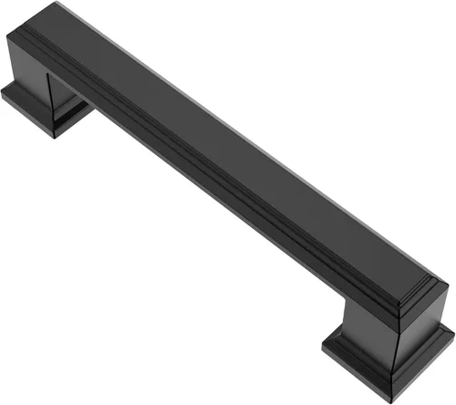 Miniatura 30 de Alzassbg - Paquete de 10 tiradores de gabinete de níquel negro cepillado de 3 pulgadas (76mm) con agujero central, manijas de gabinete de cocina