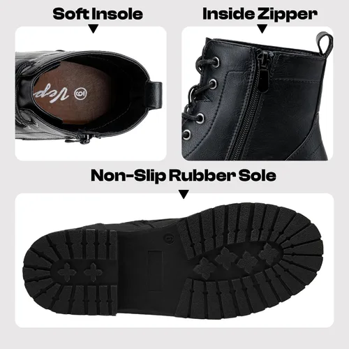 Miniatura 4 de Vepose Botines de moda para mujer, botines de tacón bajo con cordones para mujer