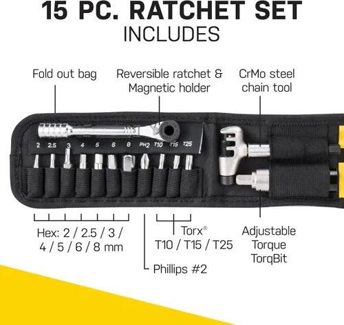 Miniatura 6 de Topeak Ratchet Rocket Lite NTX+ Kit de herramientas de reparación de bicicletas, multiherramienta compacta de 19 funciones con par de torsión