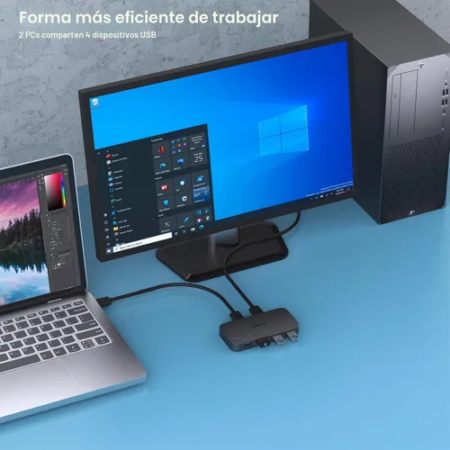 Miniatura 4 de Interruptor USB 3.0, Interruptor USB para 2 Computadoras Compartir 4 USB para PC, Ratón, Teclado, Impresora, Escáner, Selector de Interruptor KVM