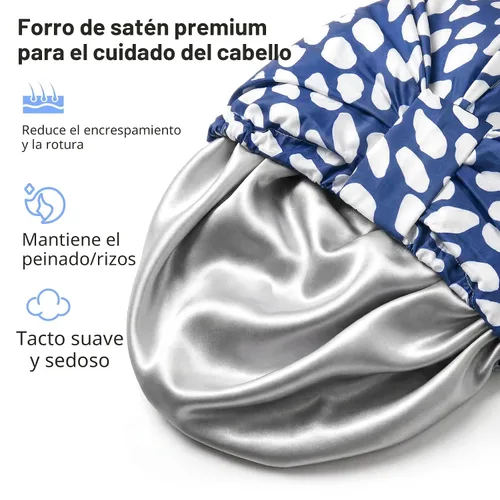 Miniatura 3 de INNELO Gorro de ducha de lujo para mujeres, reutilizable, impermeable, gorro de ducha de doble capa con correa elástica ajustable, gorro de baño