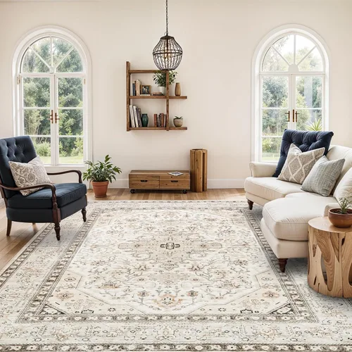 Miniatura 41 de Alfombras de área 9x12 para sala de estar: Alfombra oriental lavable de 108 pies cuadrados para dormitorio - Alfombra de pelo bajo ultra delgada
