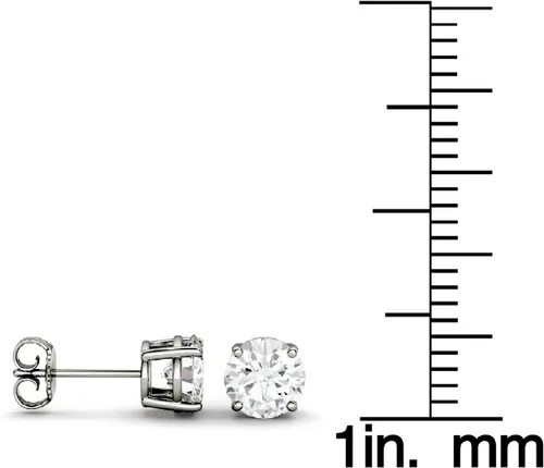 Miniatura 5 de Charles & Colvard Pendientes de tuerca de corte redondo de moissanita de 0.197 in para mujer 1 cttw DEW Cultivado en laboratorio Oro blanco