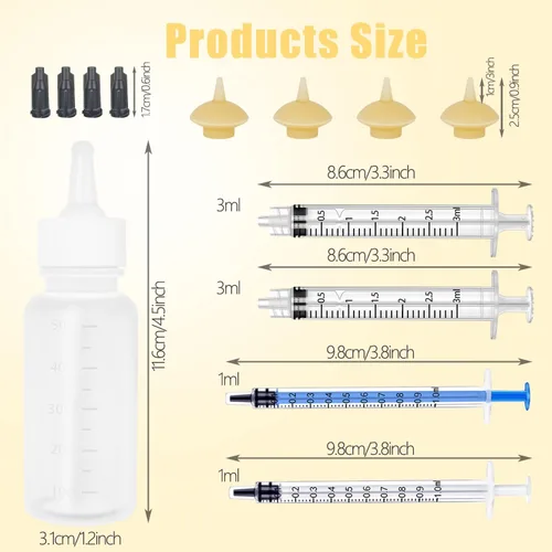 Miniatura 2 de Mini Botella de Alimentación para Mascotas y Jeringas con Tetinas para Gatos, Perros y Otros Animales Pequeños (Modelo 4)