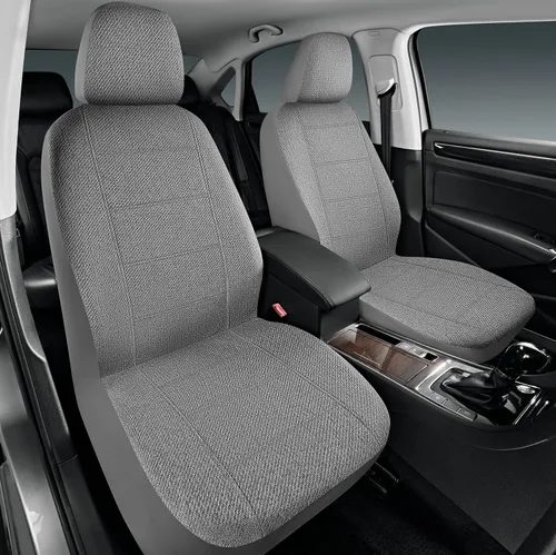 Road Comforts Fundas de asiento de automóvil para asiento delantero, protector de asiento de lino transpirable resistente de respaldo bajo, Gris