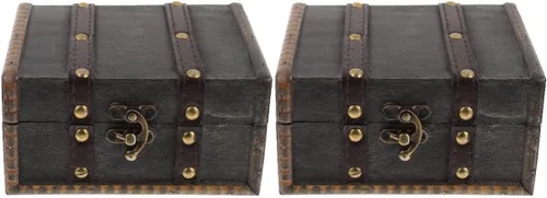 Cabilock Caja de 2 piezas de joyería antigua, cajas de almacenamiento decorativas vintage para almacenamiento de aretes y collares