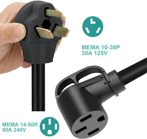 Miniatura 3 de Cable adaptador NEMA 10-30P a 14-50R con certificación ETL para uso con cargadores de vehículos eléctricos portátiles de amperaje variable