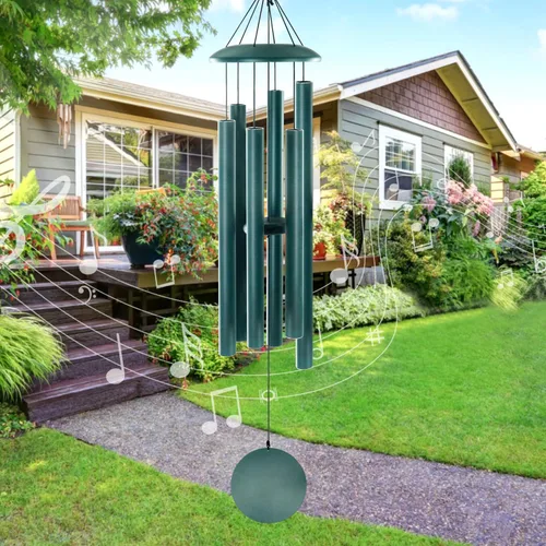 Miniatura 11 de ASTARIN Campanillas de viento conmemorativas para exteriores, 36 pulgadas con 6 tubos pesados, tono profundo para decoración colgante de jardín