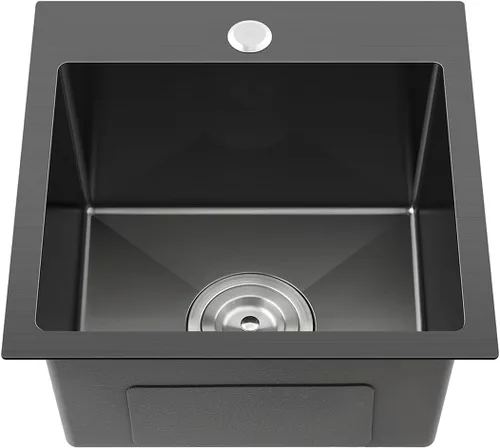 Miniatura 14 de Fregadero empotrable de cocina de 20 pulgadas, TSIBOMU Fregadero de cocina pequeño de acero inoxidable de un solo compartimento níquel cepillado