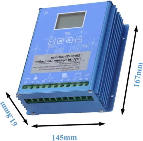 Miniatura 5 de Controlador híbrido solar de viento MPPT de 12 V/24 V, controlador de carga de energía LCD de 200 W-600 W con carga de volcado, generador de turbina