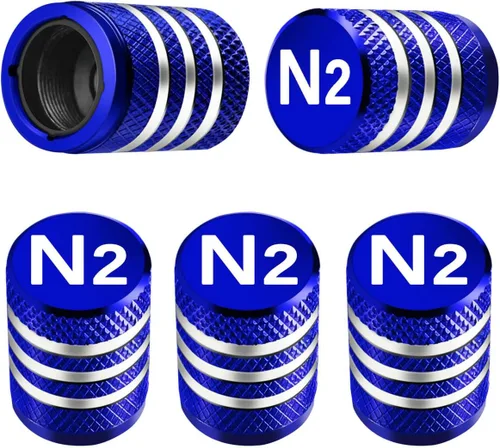 Miniatura 12 de Cubierta de tapón de válvula para neumático Paquete de 5 tapas de aire de metal, nitrógeno N2, forro de plástico, resiste la corrosión, contra