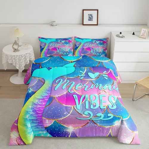 Miniatura 10 de Edredón de plumón de delfín para niños, juego de edredón del mundo submarino, juego de ropa de cama coral de peces dorados, tamaño individual