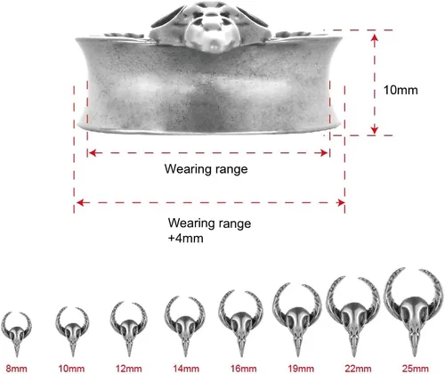Miniatura 3 de 2 piezas de apertura de túneles de oreja, cuernos de calavera, calibre de oreja, piercing expansor, estirables, joyería de moda, piercing corporal