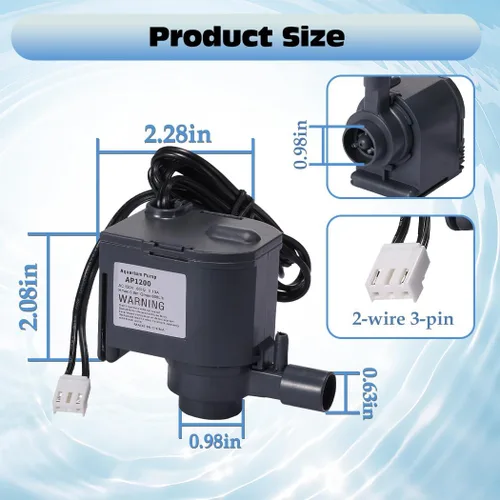 Miniatura 5 de AP1200 AC120V Bomba de agua para máquina de hielo Euhomy, bomba de agua comercial de gran flujo para HZB-30F, HZB-38F, HZB-32, HZB-45, HZB-65