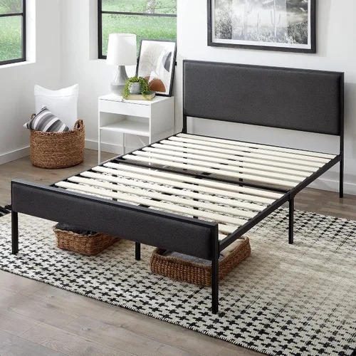 Edenbrook Hudson - Base de cama de plataforma individual con cabecero de almacenamiento debajo de la cama, marco de cama individual, no necesita