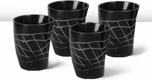 Miniatura 42 de Handicrafts Home Juego de 4 vasos de chupito hechos a mano, patrón entrecruzado de 6.5 onzas, chupitos de whisky vikingo naturales para cócteles
