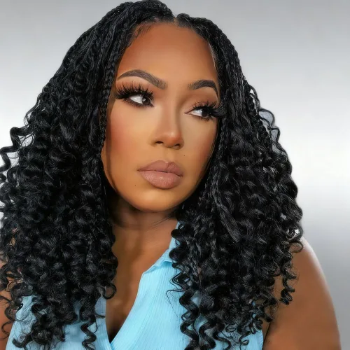 Miniatura 20 de Goddess Box Braids 1B3330 - Trenzas de ganchillo bohemias de 10 pulgadas para mujeres negras, paquete de 7 paquetes de trenzas bohemias preenlazadas