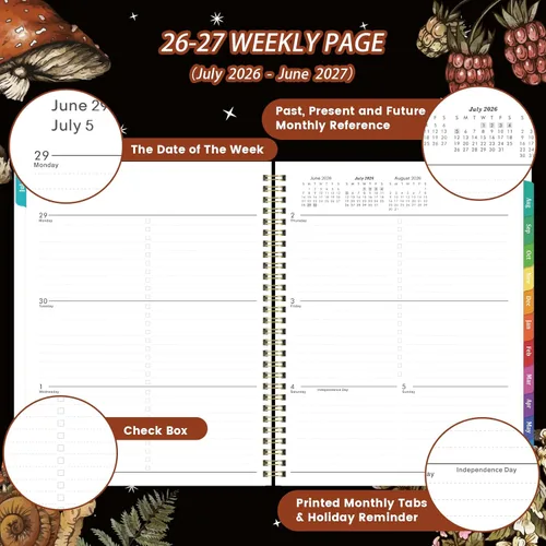 Miniatura 4 de Agenda 2026-2027 – Agenda académica de julio de 2026 a junio de 2027, 8 x 10 pulgadas, agenda académica semanal y mensual con pestañas mensuales