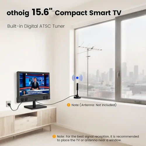 Miniatura 5 de othoig Smart TV pequeño de 15.6 pulgadas, FHD 1080p Smart TV compacto con aplicaciones integradas, WiFi y Bluetooth, sintonizador digital ATSC