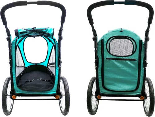 Miniatura 9 de PETIQUE Trailblazer - Carrito para perros para mascotas de tamaño mediano, cochecito ventilado para gatos y perros, turquesa