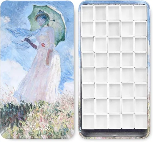 Miniatura 15 de Caja de lámina de viaje para paleta de acuarelas con 40 recipientes vacíos con tira de imán Margarita