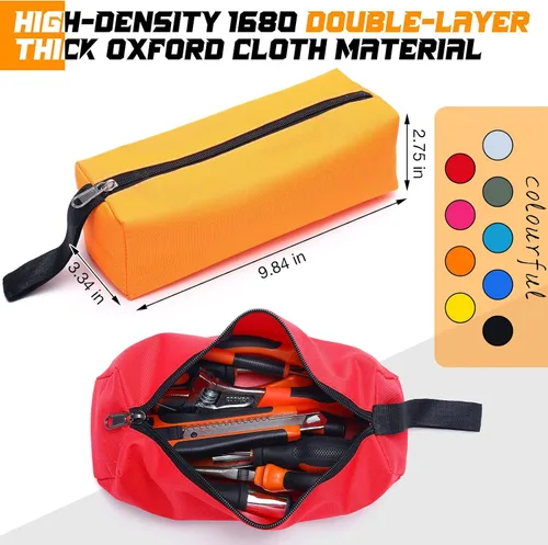 Miniatura 2 de Paquete de 9 bolsas pequeñas para herramientas con cremallera, bolsas de herramientas de lona, impermeables, versátiles, con cremallera, bolsas