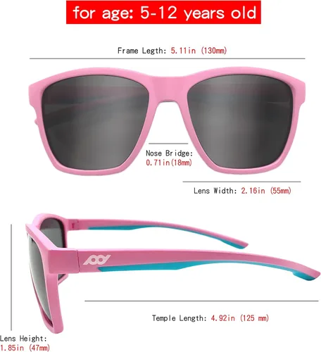 Miniatura 33 de XII WY - Lentes de sol polarizados con protección UV y goma flexible para niños y niñas