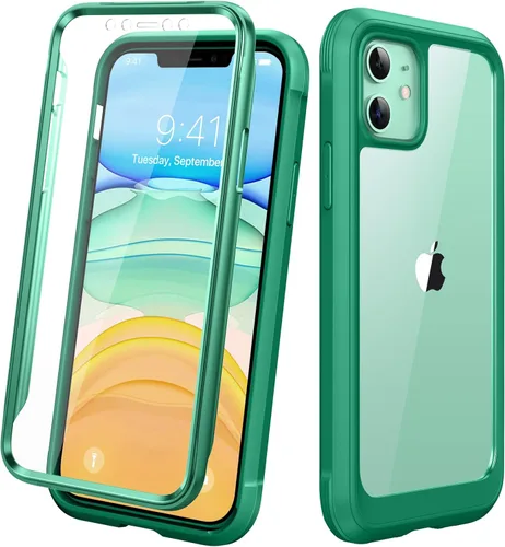 Miniatura 165 de Diaclara - Funda compatible con iPhone 11, carcasa resistente de cuerpo completo con protector de pantalla integrado sensible al tacto y Transparente