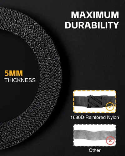Miniatura 6 de CHAOREN Cinturón táctico para hombre, cinturón de nailon de 1.5 pulgadas, cinturón de trabajo EDC de liberación rápida para transporte militar