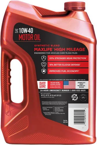 Miniatura 2 de Valvoline - Aceite de motor de mezcla sintética SAE 10W-40 de alto millaje, con MaxLife Technology, 5 cuartos de galón