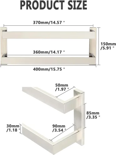 Miniatura 9 de Alise Barras de Toallas Dobles de 16 Pulgadas para Montar en Pared de Baño, Toallero de Doble Barra para Lavabo de Baño, Barra de Toallas de Acero