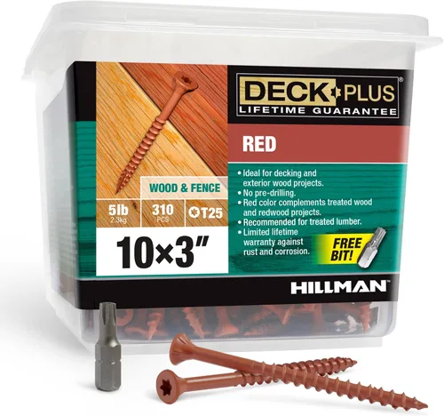 Miniatura 22 de Deck Plus Tornillos para valla y madera exterior con revestimiento epoxi de 3 pulgadas #10 x 3 Torx/Star Drive Incluido, rosca gruesa, tornillo