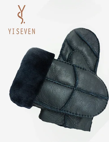 Miniatura 6 de YISEVEN Manoplas de piel de oveja de invierno para hombre