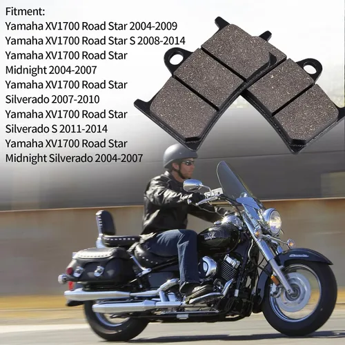 Miniatura 6 de Pastillas de freno delanteras y traseras para Yamaha XV1700 RoadStar 2004-2009, XV1700 Road Star Midnight Silverado 2004-2007, XV1700 Roadstar