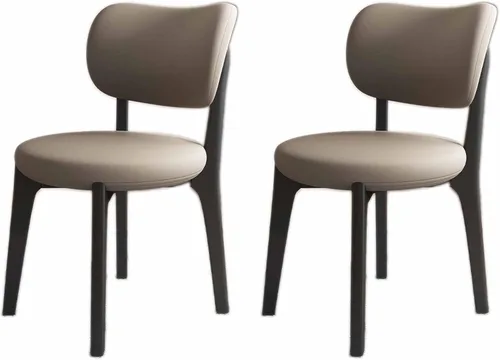 Miniatura 15 de Juego de sillas de comedor de madera modernas con respaldo curvado, sillas de cocina tapizadas con marco de madera, sillas laterales sin brazos
