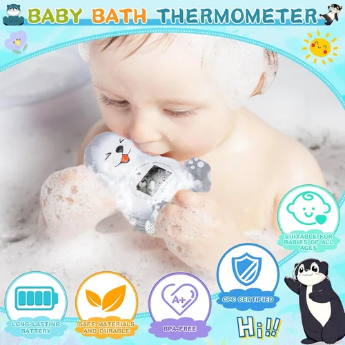 Miniatura 2 de Termómetro de baño para bebé, lindo termómetro flotante de nutria para recién nacidos y bebés, monitor de temperatura de habitación y bañera seguro
