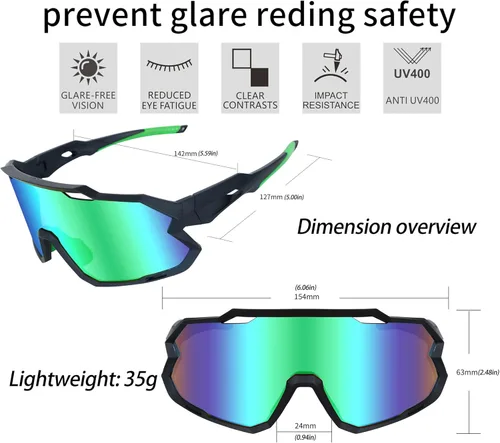 Miniatura 2 de Vipers - Lentes de sol para hombre y mujer, lentes de sol deportivos polarizados para ciclismo, pesca, correr y escalar, UV 400