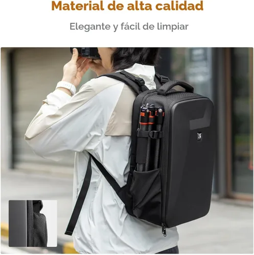 Miniatura 6 de K&F CONCEPT Mochila para cámara, funda rígida para cámara DSLR con compartimento para laptop de 15-15.6 pulgadas, estuche impermeable para cámara